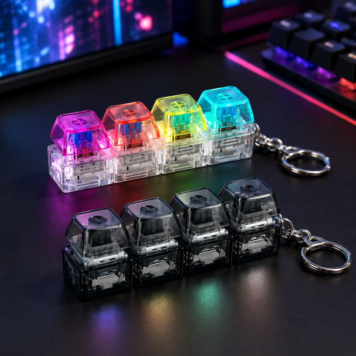 Keyboard Fidget Stress Relief Keychain for Kids & Adults (Random Colors | KC)