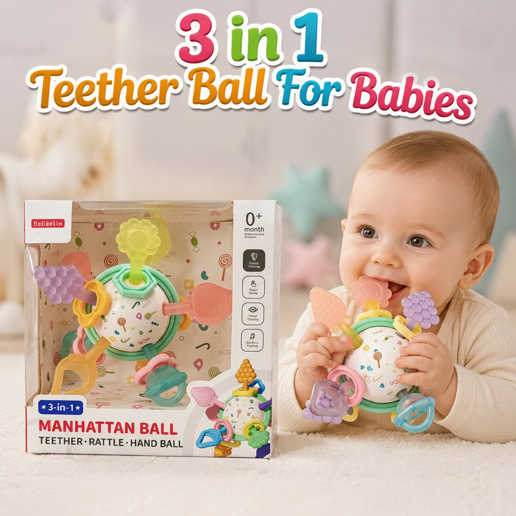 3 in 1 Teether Ball For Babies (1127-5B)