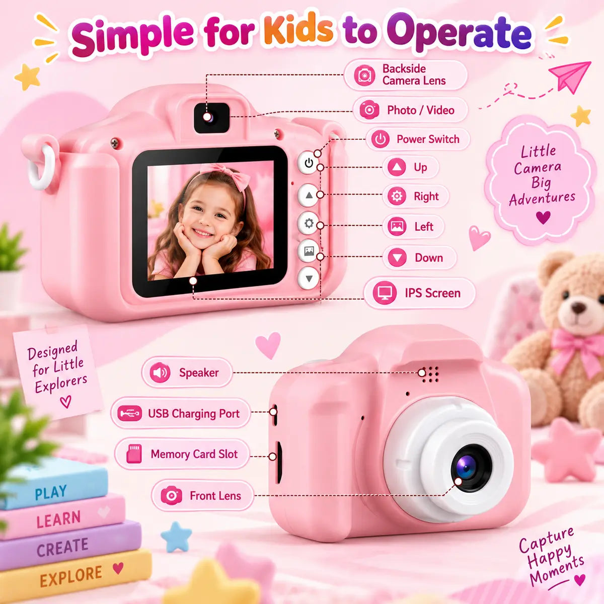 Mini Digital HD Camera and Video Recorder for Children