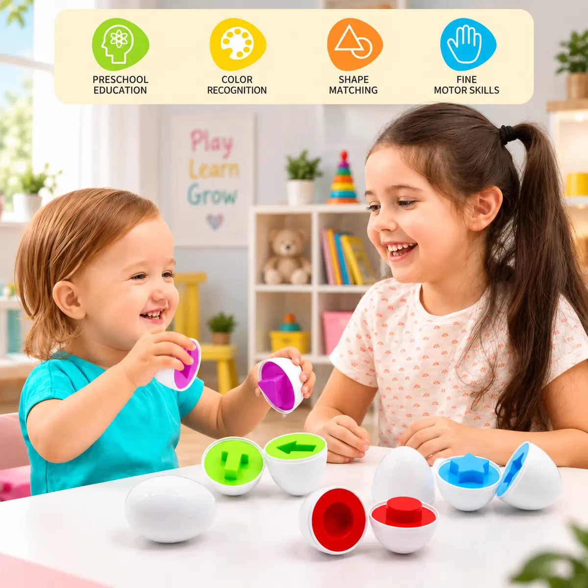 Children’s Early Education Multi Shapes and Numbers Eggs Matching Toy