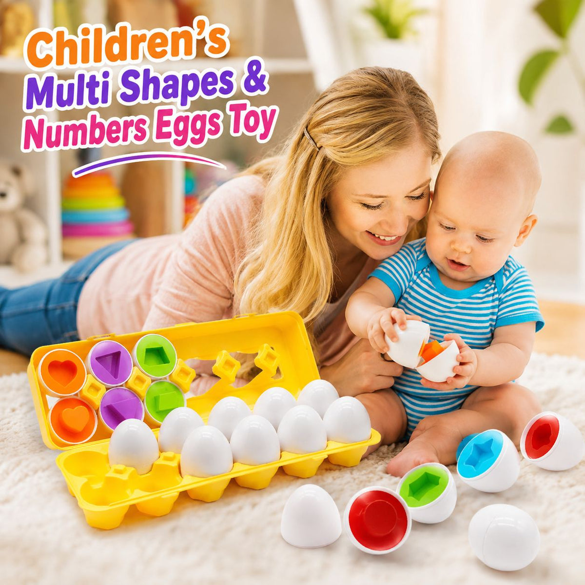 Children’s Early Education Multi Shapes and Numbers Eggs Matching Toy