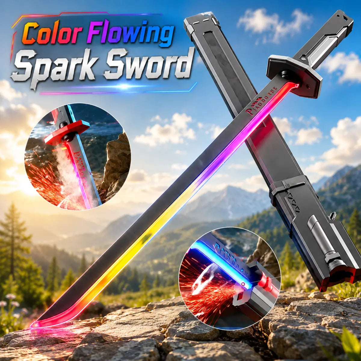 Color Flowing Spark Sword Toy with Smoke Effect (838-1)
