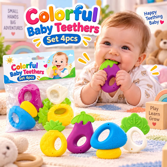Colorful 4-Piece Baby Teethers Set for Infants