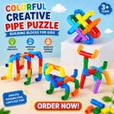 Colorful Creative Pipe Puzzle Building Blocks for Kids (5115AB)