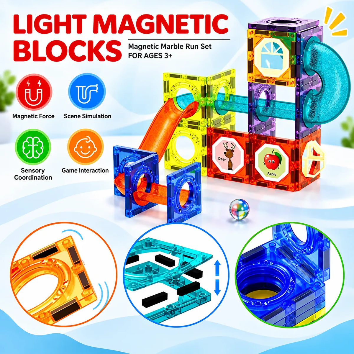 Lighting Castle Magnetic Building Blocks for Kids (E134)