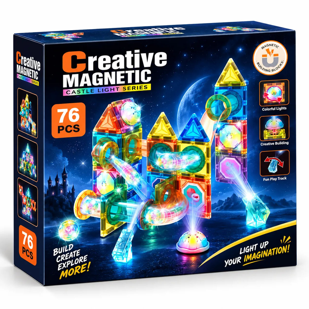 Lighting Castle Magnetic Building Blocks for Kids (E134)