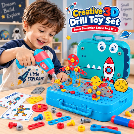 Creative 3D Drill Toy Set Space Simulation Screw Tool Box -toynix
