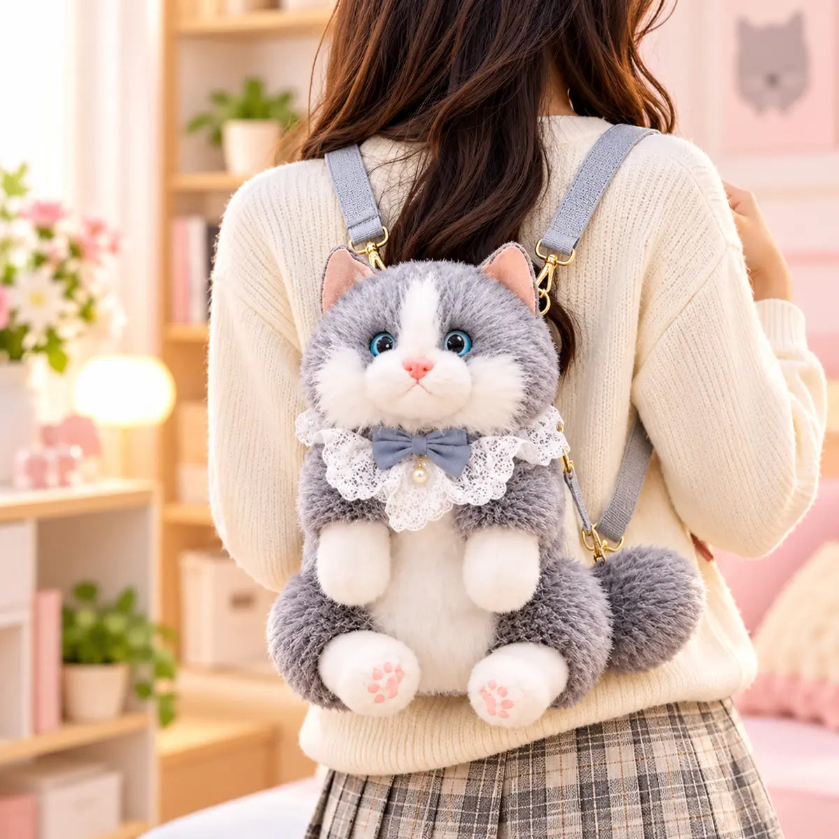 Cute Mini Realistic Cat Bag For Kids (Random Color)
