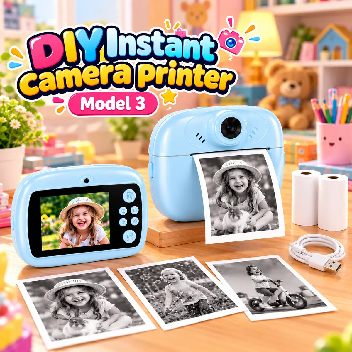 DIY Mini Instant Camera Printer for Kids with Thermal Printing.