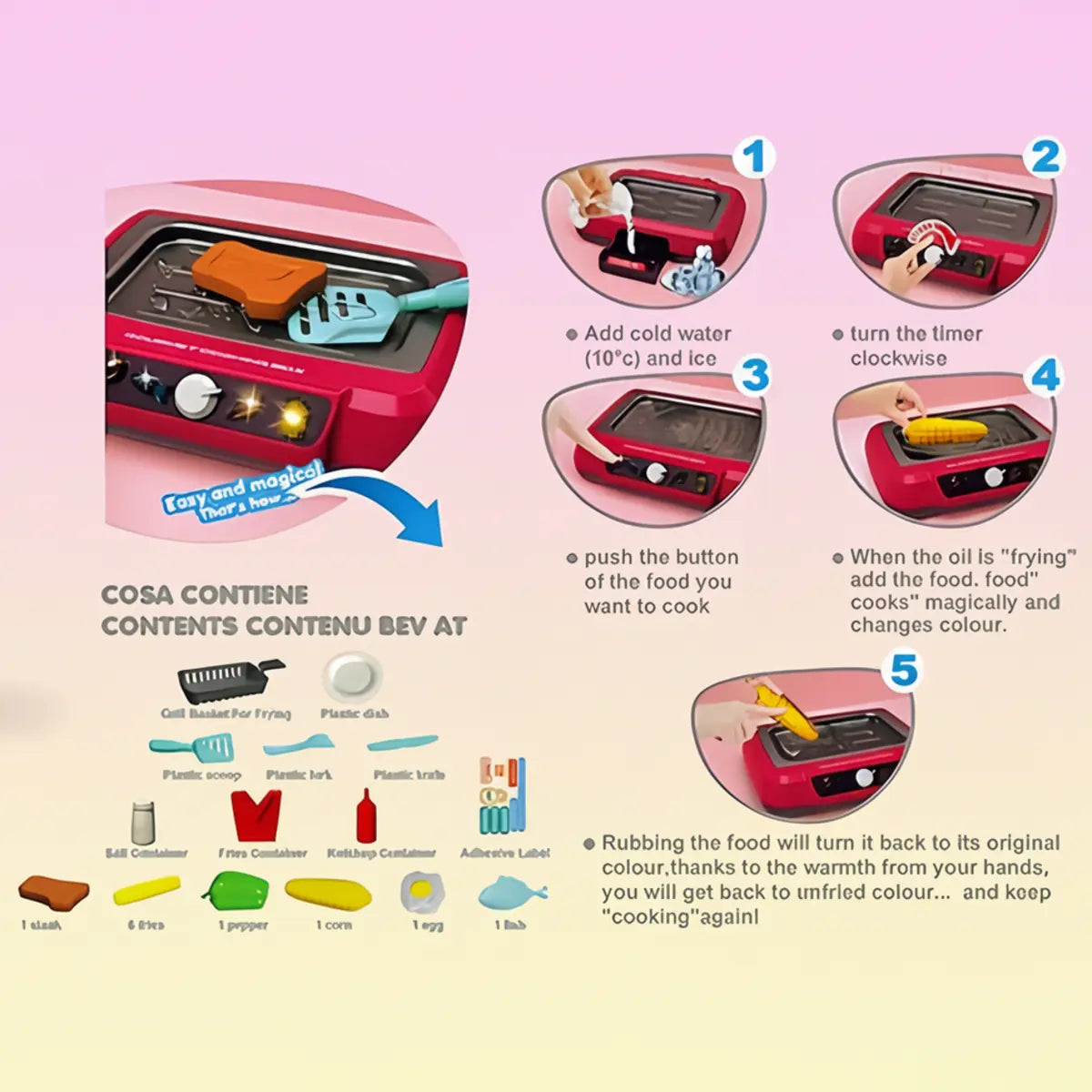 Pretend Play Cooking Food Kitchen Toy Set for Kids – DIY Magic Food Playset