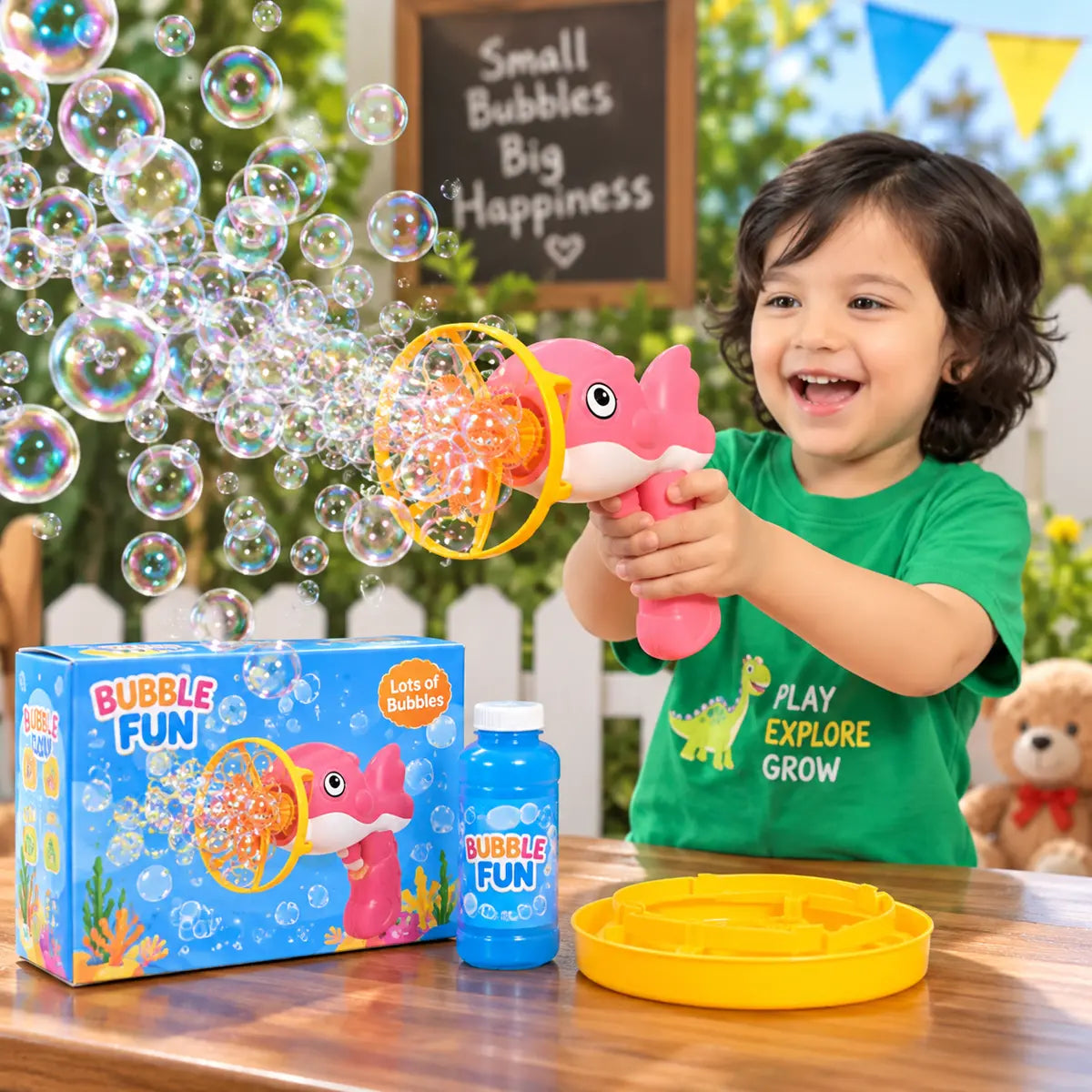 Dolphin Bubble Gun Machine Toy With Refill Solution (Random Color)