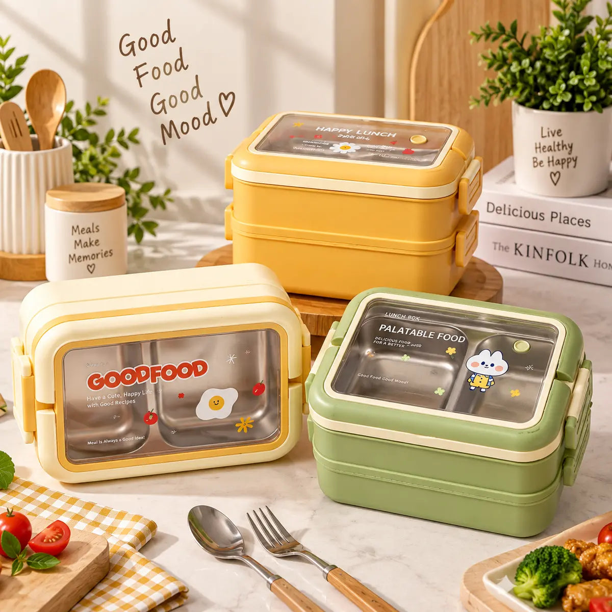 Double Layer Stainless Steel Kids Lunch Box - Toynix.pk