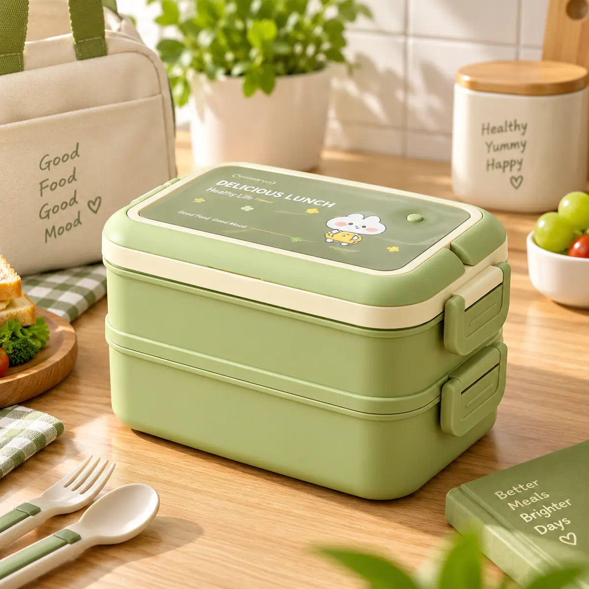 Double Layer Stainless Steel Kids Lunch Box - Toynix.pk