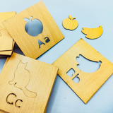 Wooden Urdu & English Alphabet & Shape Stencils Set