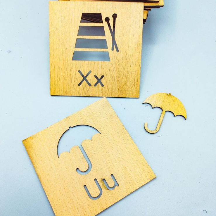 Wooden Urdu & English Alphabet & Shape Stencils Set
