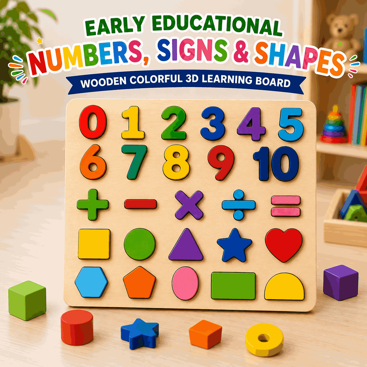 Early Educational Wooden Colorful 3D Learning Board (XY-5624)