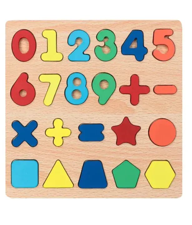 Early Educational wooden Colorful 3D Numbers Shapes and Alphabets - Toynix