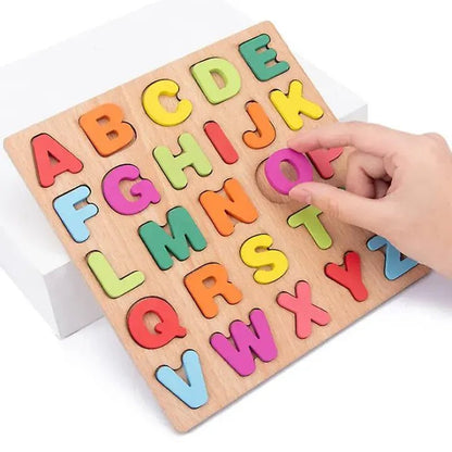 Early Educational wooden Colorful 3D Numbers Shapes and Alphabets - Toynix