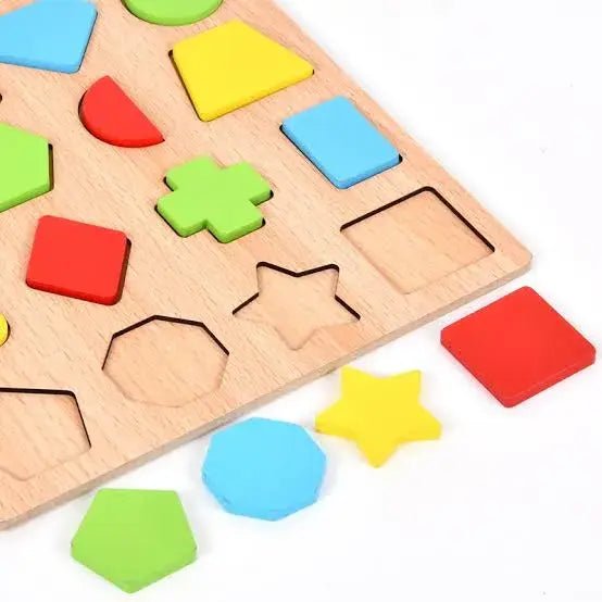 Early Educational wooden Colorful 3D Numbers Shapes and Alphabets - Toynix
