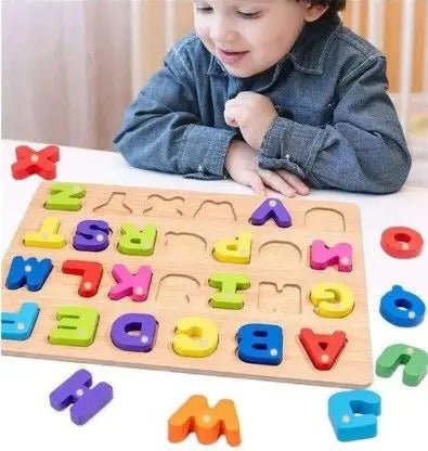 Early Educational wooden Colorful 3D Numbers Shapes and Alphabets - Toynix