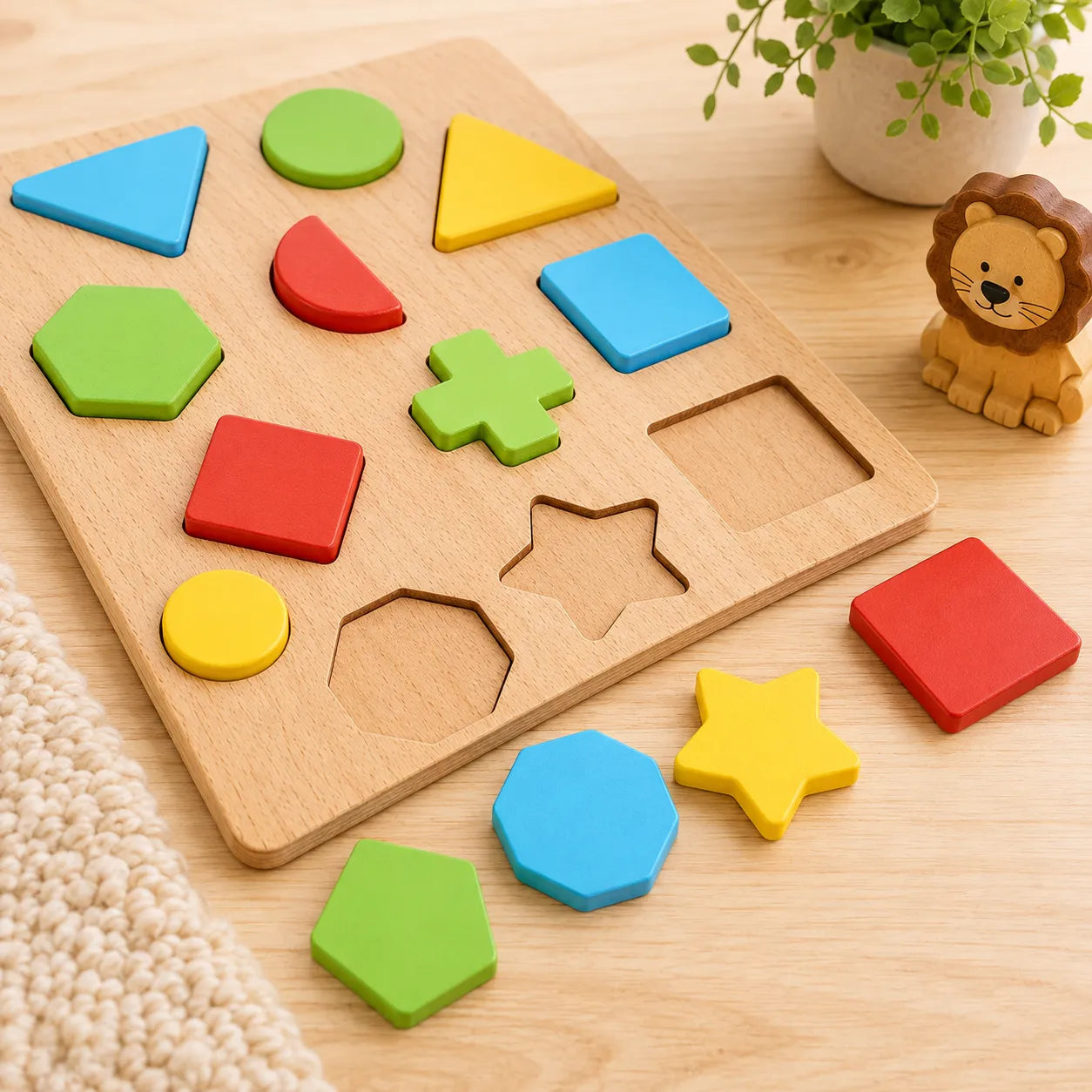 Early Educational wooden Colorful- 3D  Numbers Shapes and Alphabets