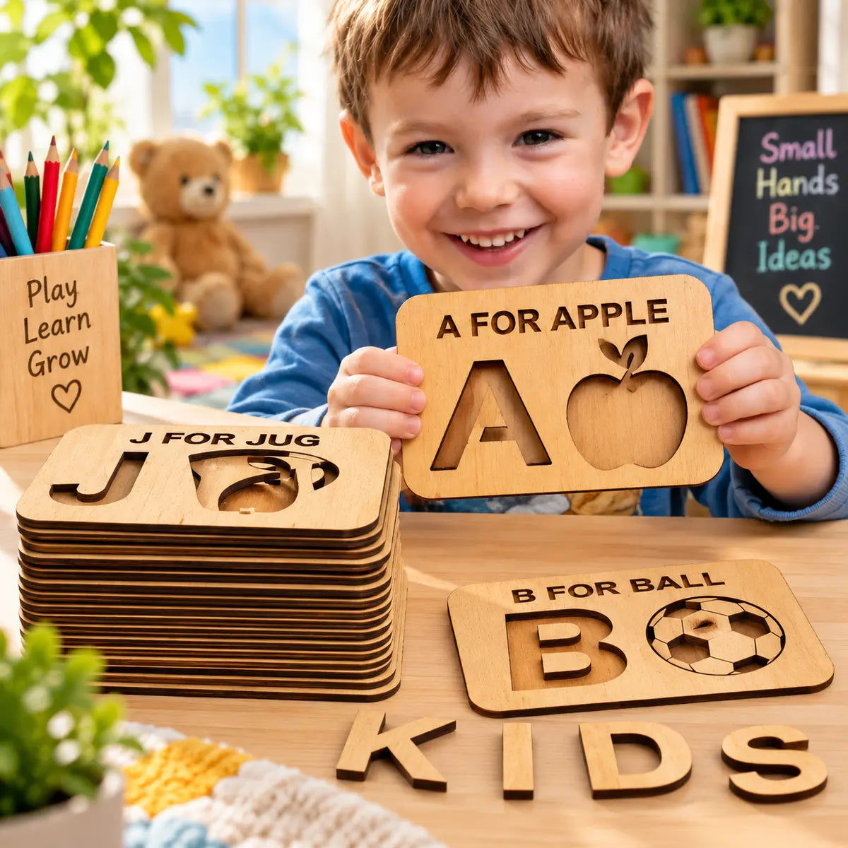 Educational Drawing Alphabets & Puzzles Stencils Set