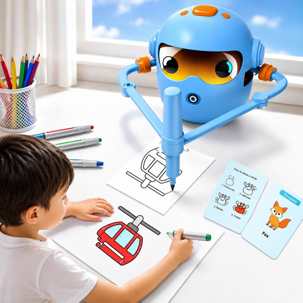 Educational Drawing Robot Toy for Kids with Drawing Cards