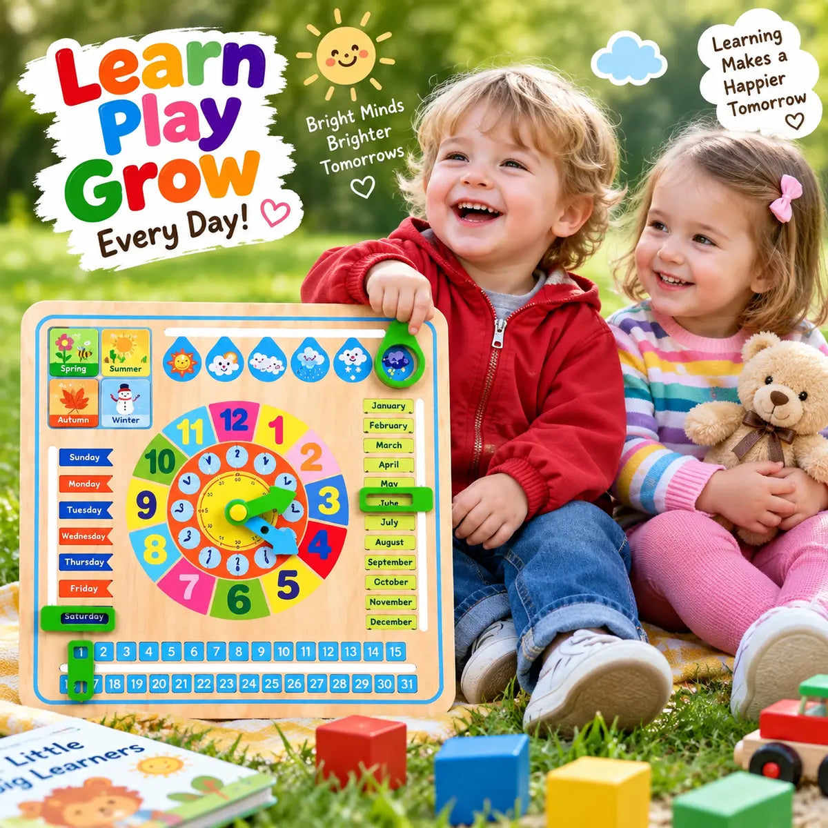 Educational Wooden Multifunctional Calendar Clock | 2025-13