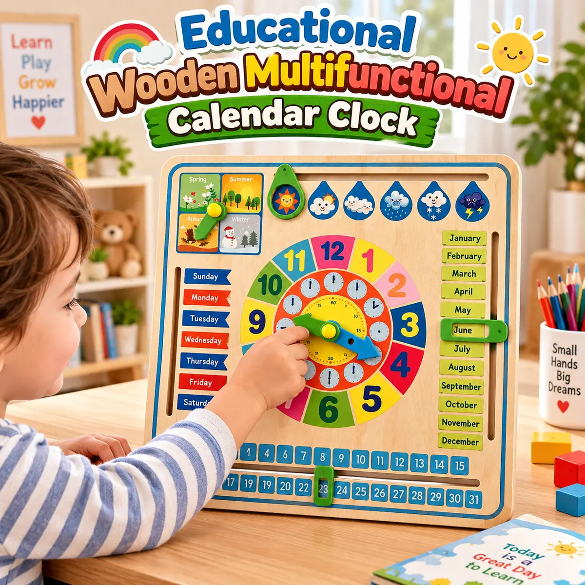 Educational Wooden Multifunctional Calendar Clock | 2025-13