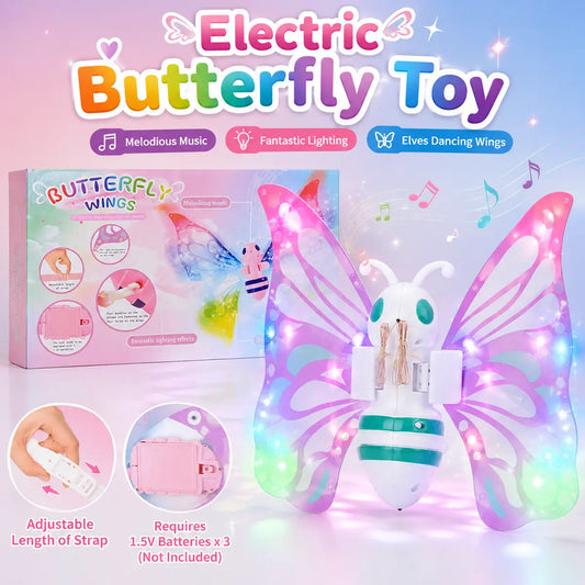 Electric Butterfly Flapping Bee Wings Toy with Colorful Lights and Music for Kids