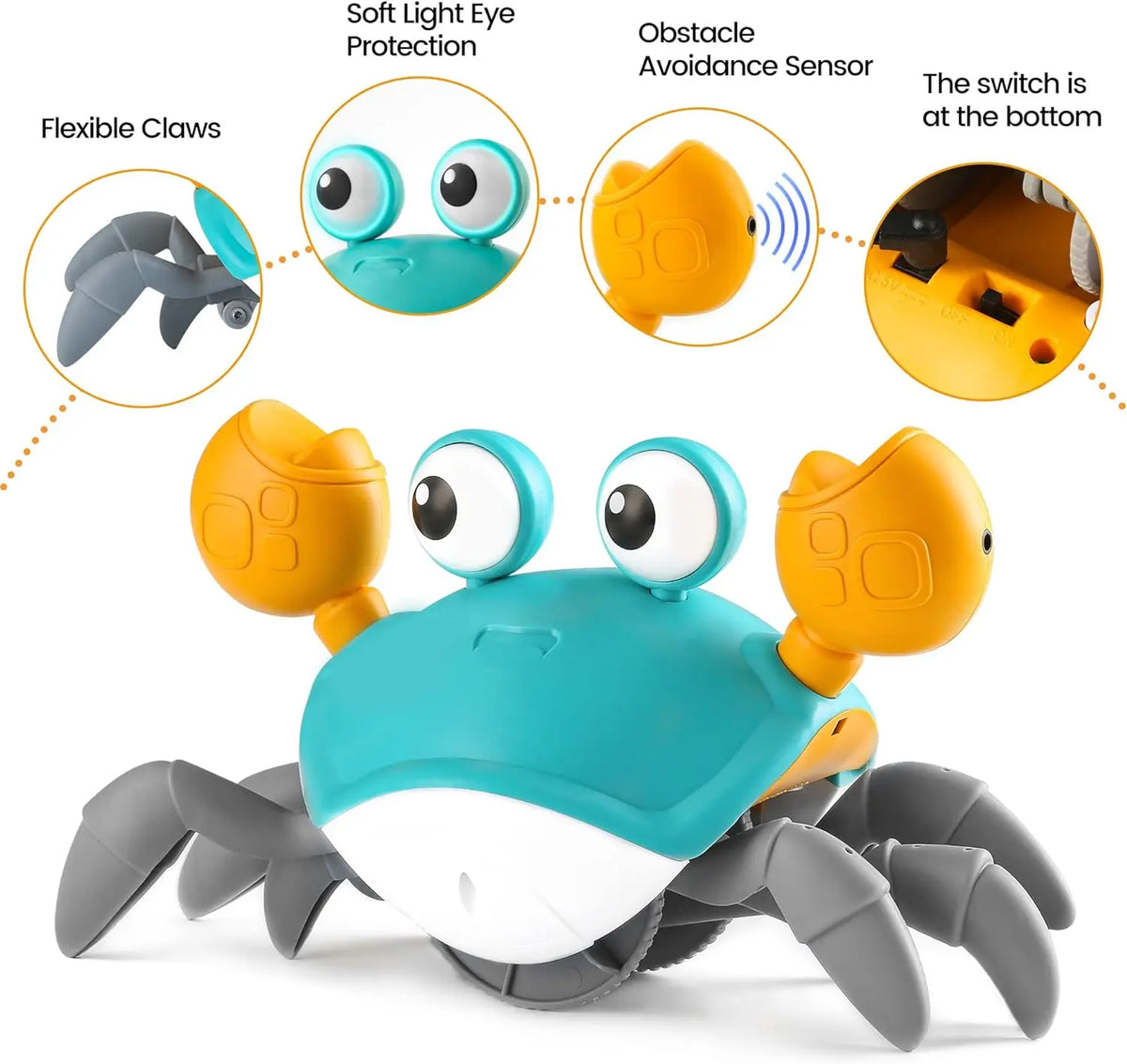 Electric Crawling Crab Toy With Lights & Music for Kids (QC-1Y)