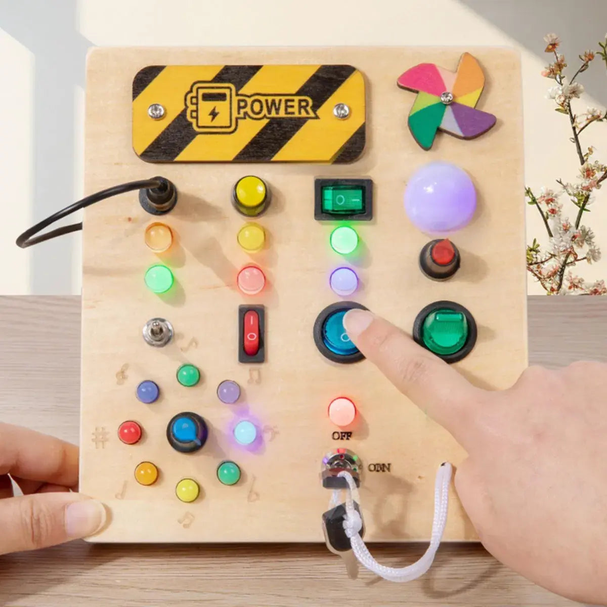 Electric Educational Wooden Montessori Toy with LED Light Switch (TC-044)