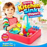 Electric Kitchen Sink Playset with Running Water (6058)