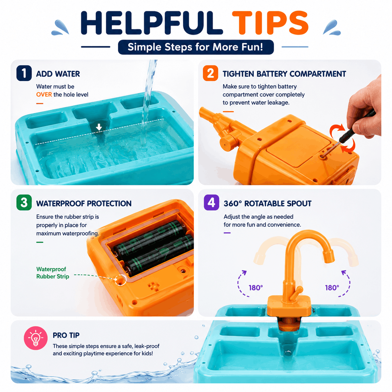 Electric Kitchen Sink Playset with Running Water (6058)