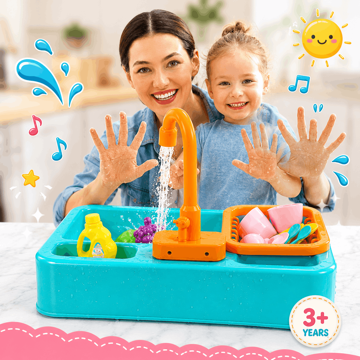 Electric Kitchen Sink Playset with Running Water (6058)