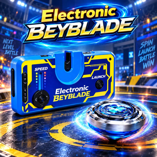 Electronic Beyblade launcher toy with spinning top for kids