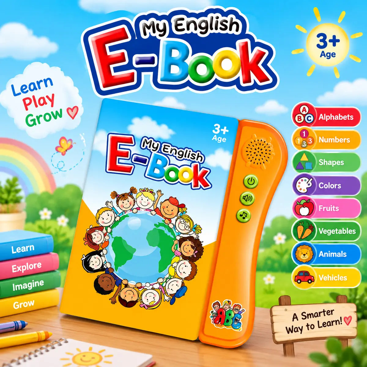 Interactive English learning E-book with electronic learning pen for kids
