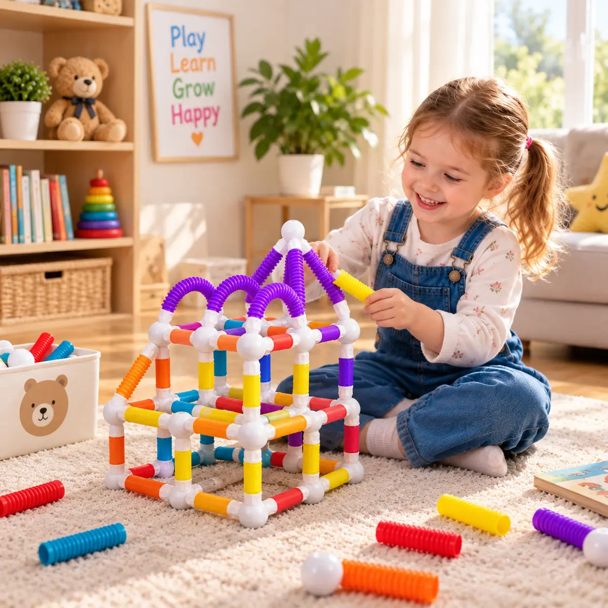 36-piece flexible magnetic tube building blocks construction set for kids