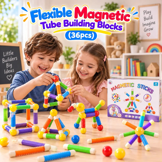 36-piece flexible magnetic tube building blocks construction set for kids