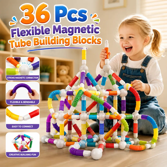 Flexible Magnetic Tube Building Blocks - 36pcs