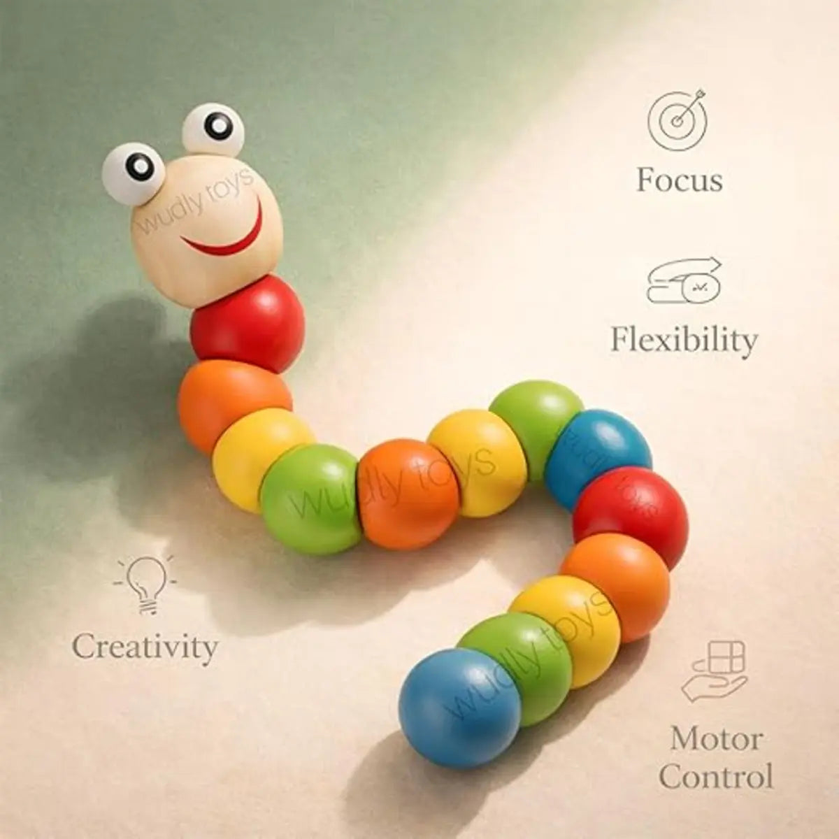 Flexible Wooden Caterpillar Twist Toy for Kids - Toynix.pk