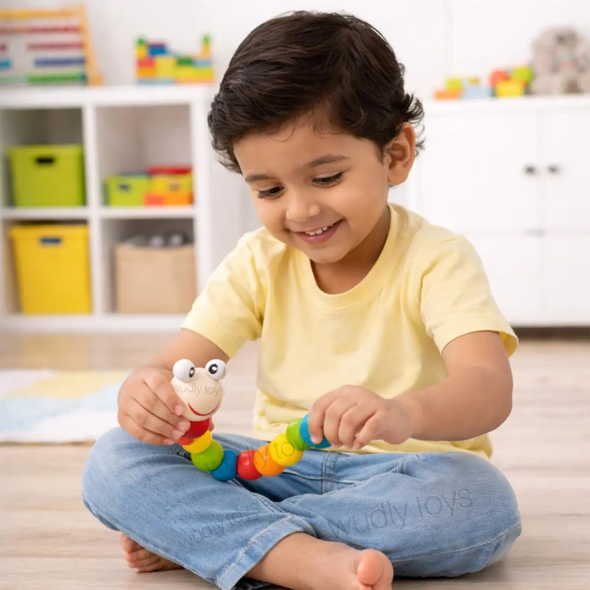 Flexible Wooden Caterpillar Twist Toy for Kids - Toynix.pk