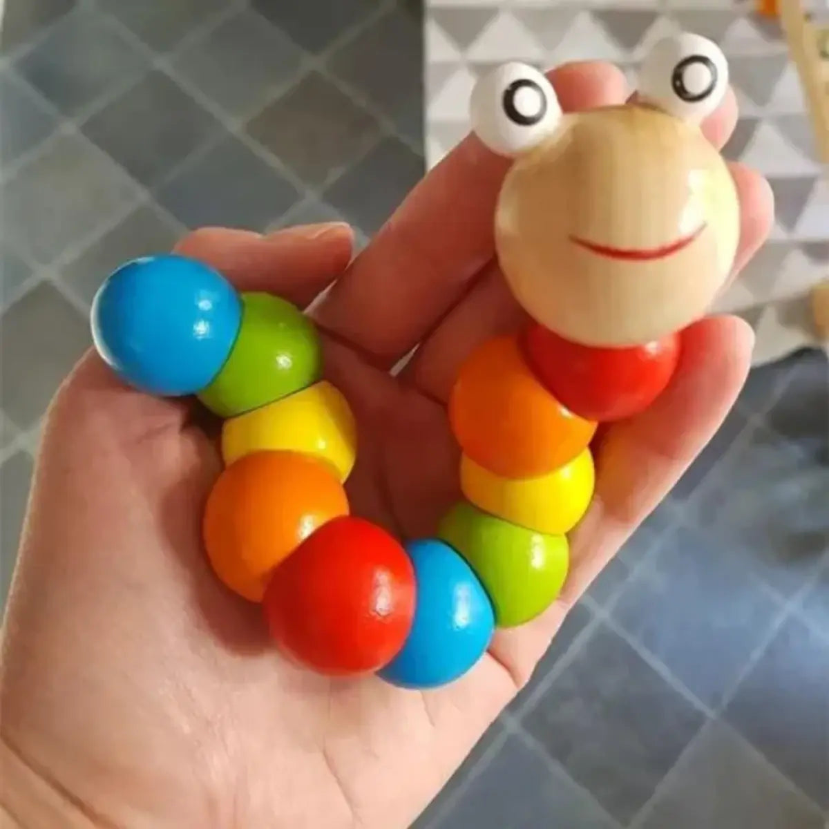 Flexible Wooden Caterpillar Twist Toy for Kids - Toynix.pk