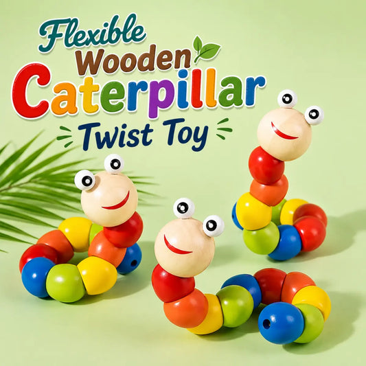Flexible Wooden Caterpillar Twist Toy for Kids - Toynix.pk