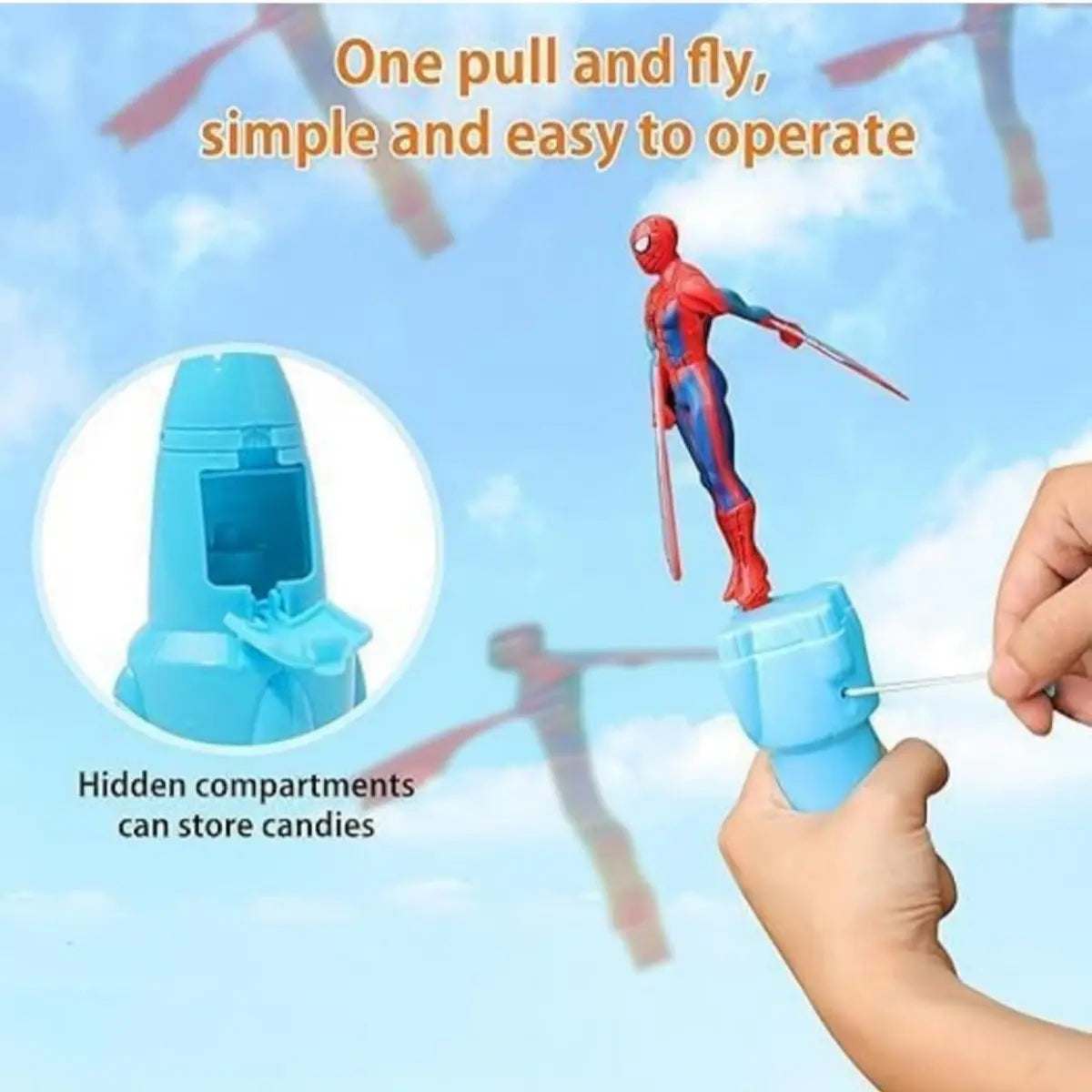 Flying Spiderman Action Toy for Kids – Hand Press Launcher Toy (9106)