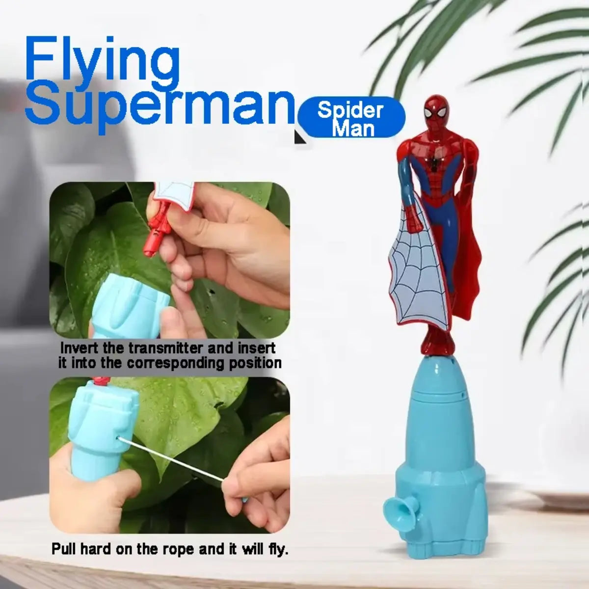 Flying Spiderman Action Toy for Kids – Hand Press Launcher Toy (9106)