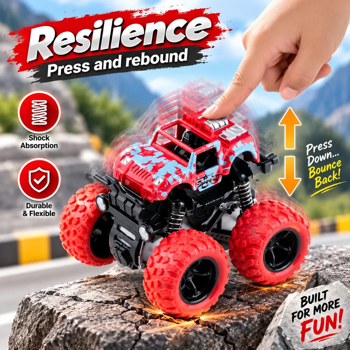Friction Powered Monster Truck Toy for Kids (666-19E)