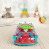 Transparent Electric Toy Car with Lights, Music & Universal Gear