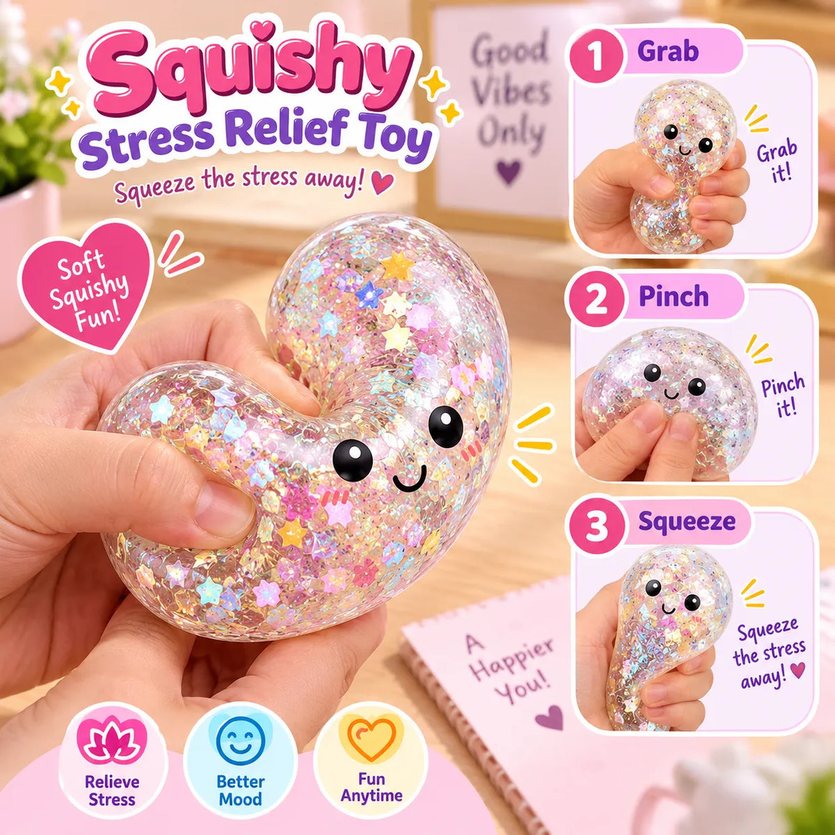 Glitter Dumpling Squishy Stress Relief Toy