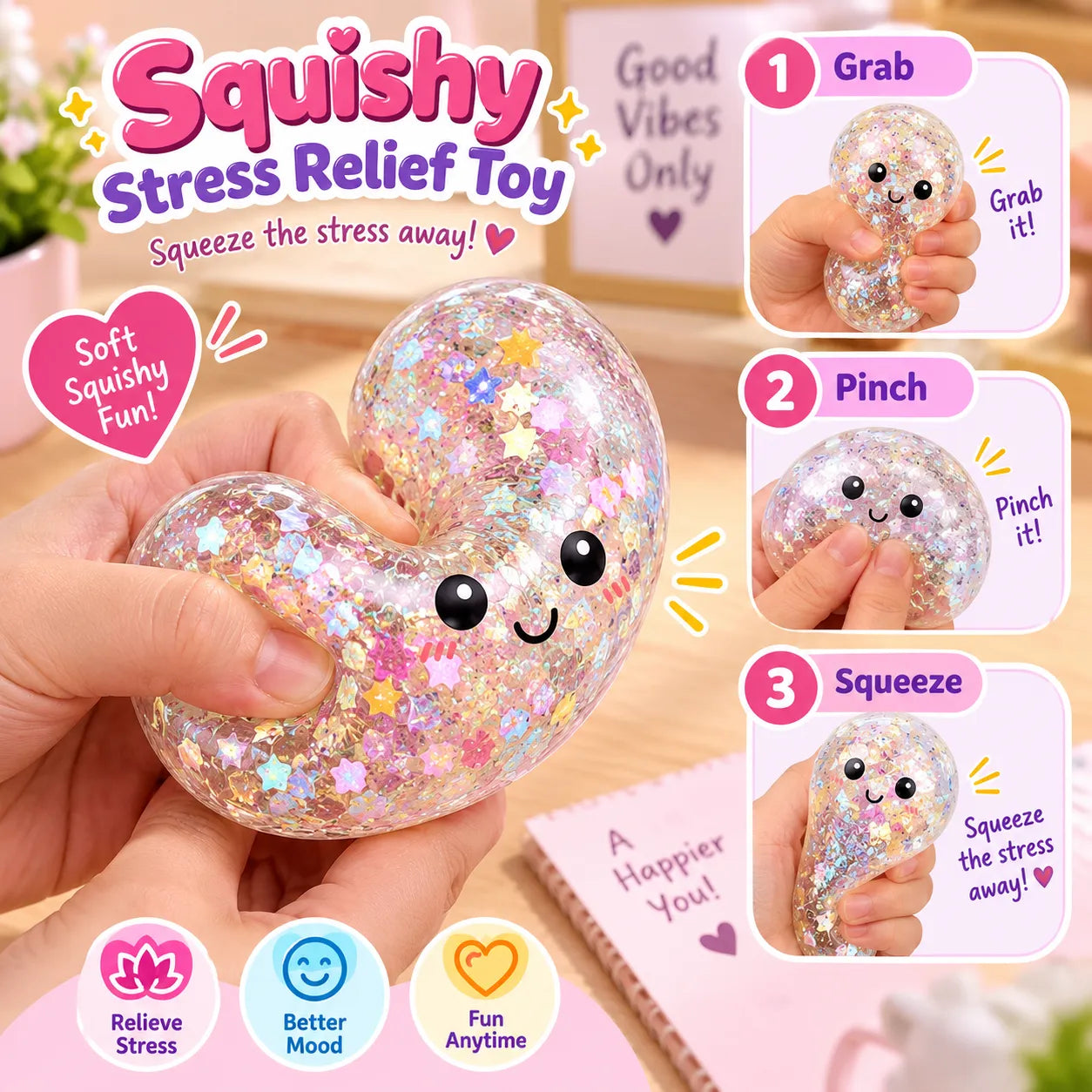 Glitter Dumpling Squishy Stress Relief Toy – Soft Squeeze Fidget Toy